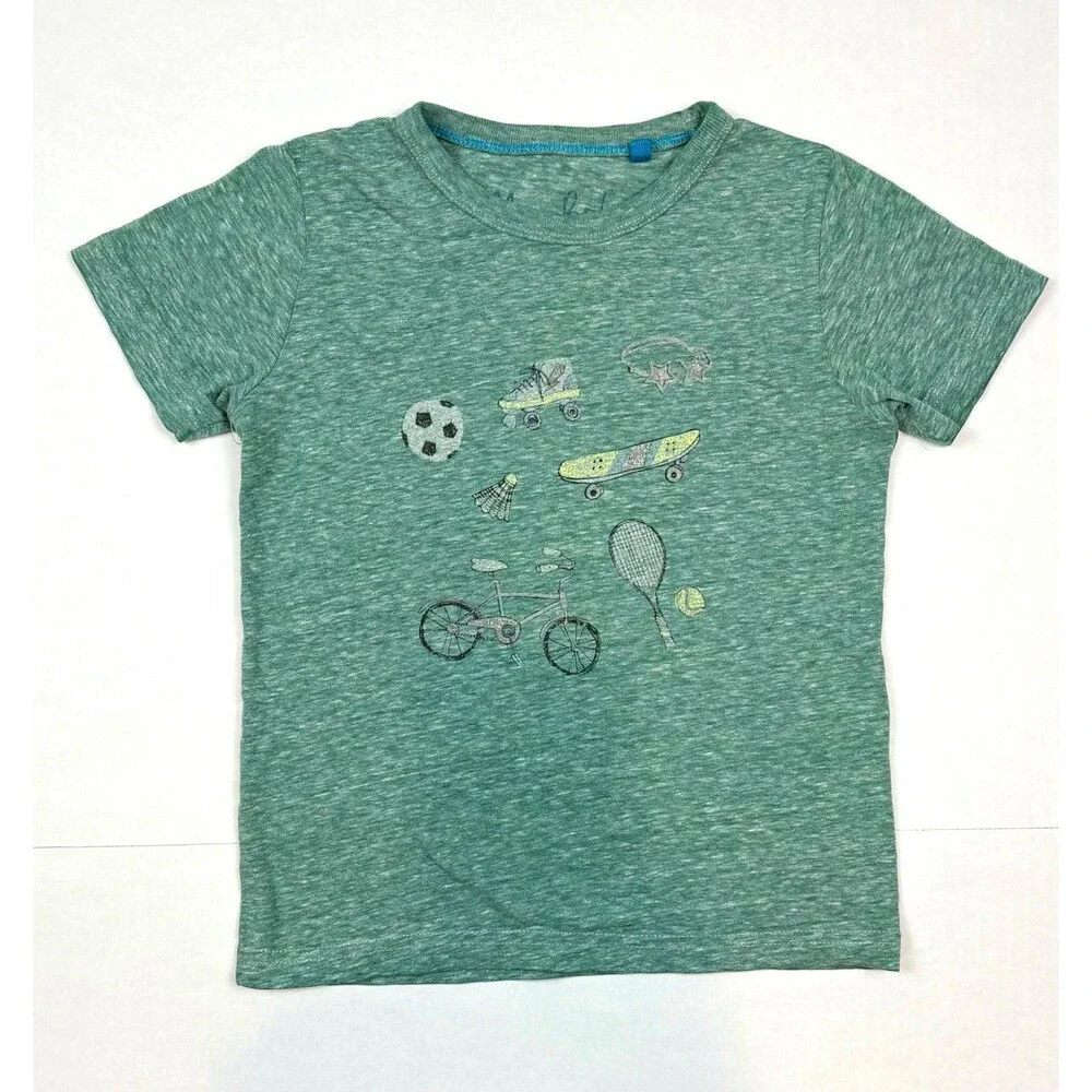 Mini Boden Boys T-Shirt Green Sports Graphic Print Size 4-5 Yrs